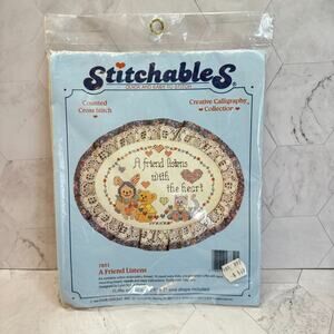 Vintage Stitchables A Friend Listens Counted Cross Stitch Kit Sealed NOS